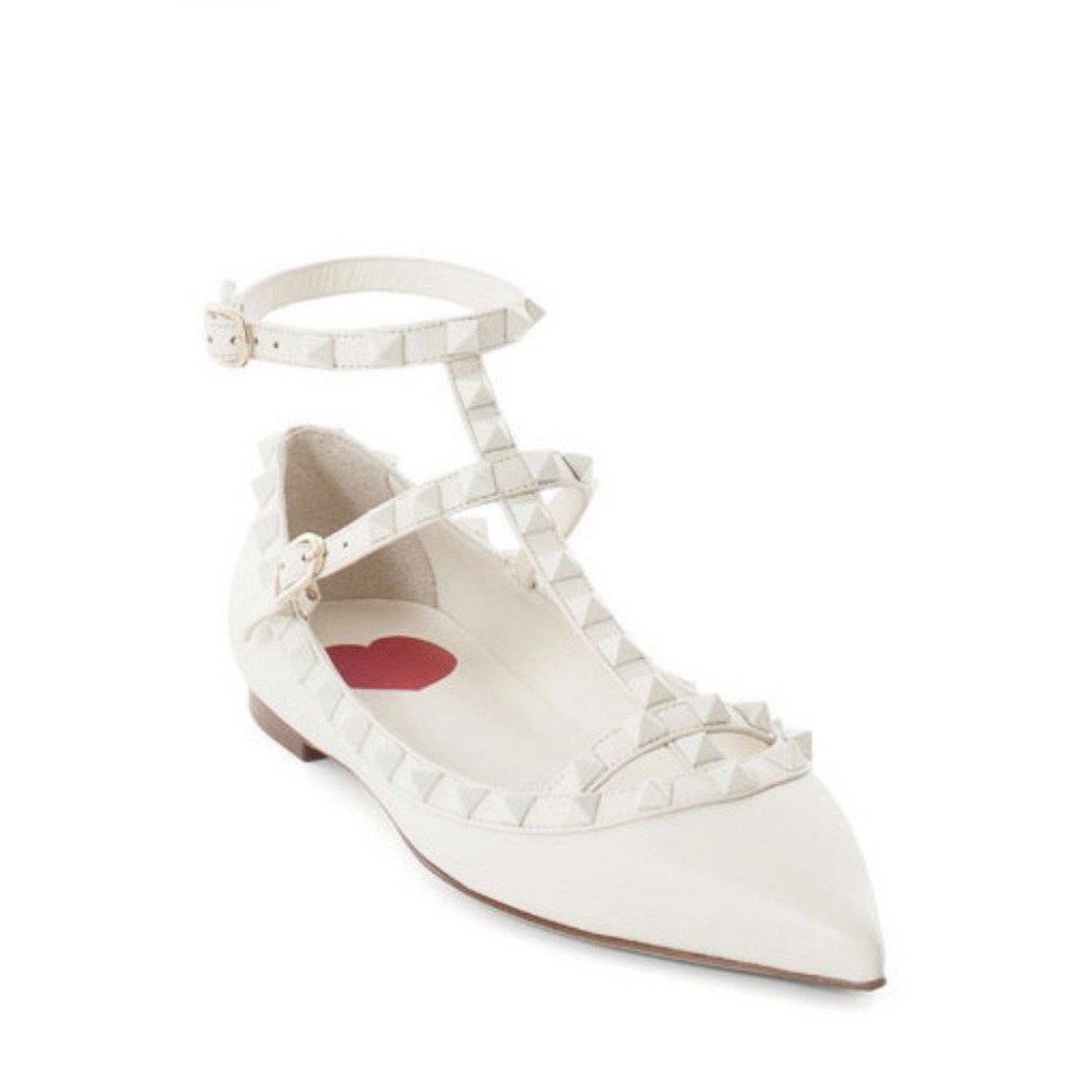 Rockstud Noir T-Strap Caged Ballerina Flats EU 38